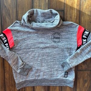 PINK Victoria's Secret Gray and Coral Cow Neck Sweatshirt